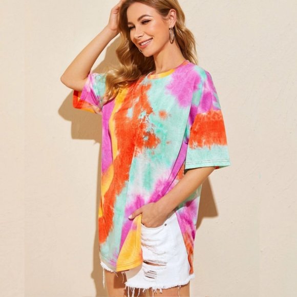 Boutique Tops - POPSICLE - TYE DYE T SHIRT OVERSIZE TEE